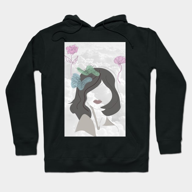 MINIMAL LINE ART X BUTTERFLY Hoodie by designs-hj